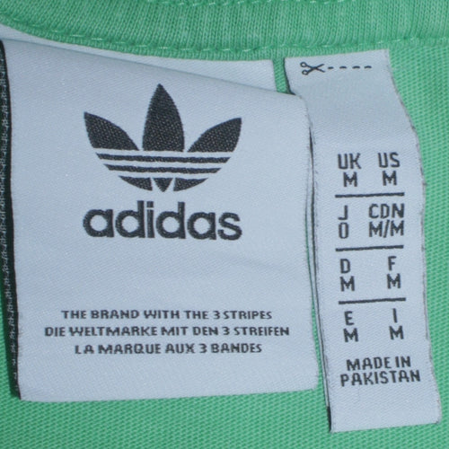 adidas Men's Green Retro Sports Short Sleeve Cotton T-Shirt Size M