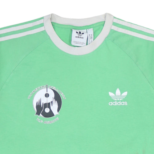 adidas Men's Green Retro Sports Short Sleeve Cotton T-Shirt Size M