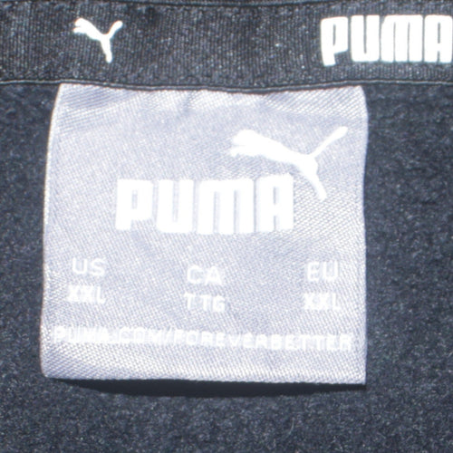 Puma Men's Black Pullover Hoodie 2XL Fleece Logo Sweatshirt
