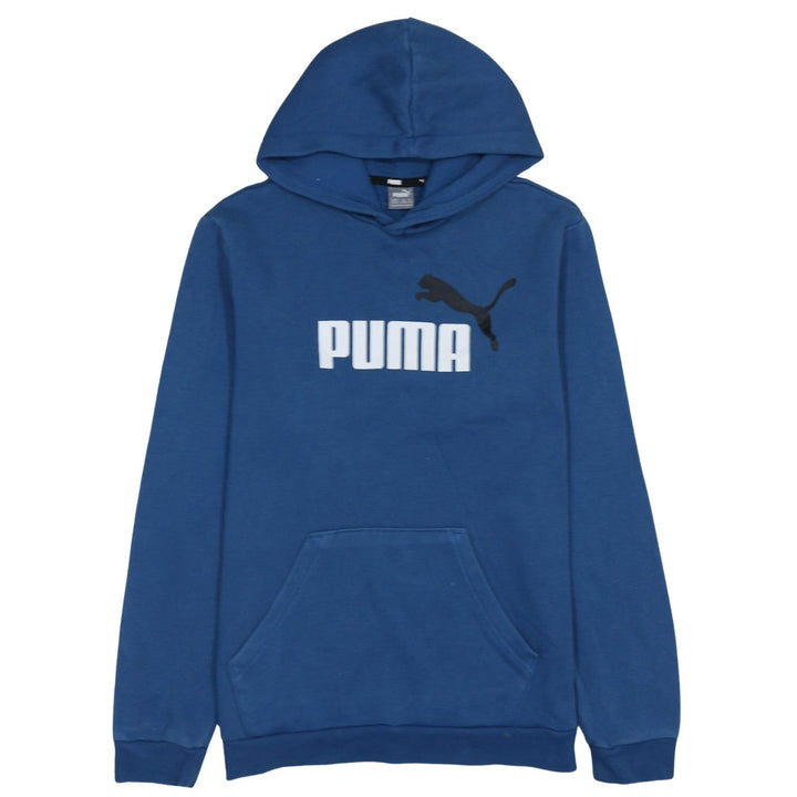 Puma Boys Blue Pullover Hoodie 15-16 Years Logo Front Cotton Blend