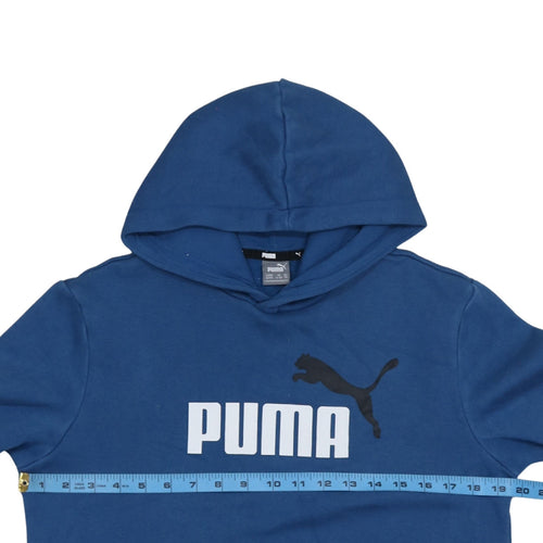 Puma Boys Blue Pullover Hoodie 15-16 Years Logo Front Cotton Blend