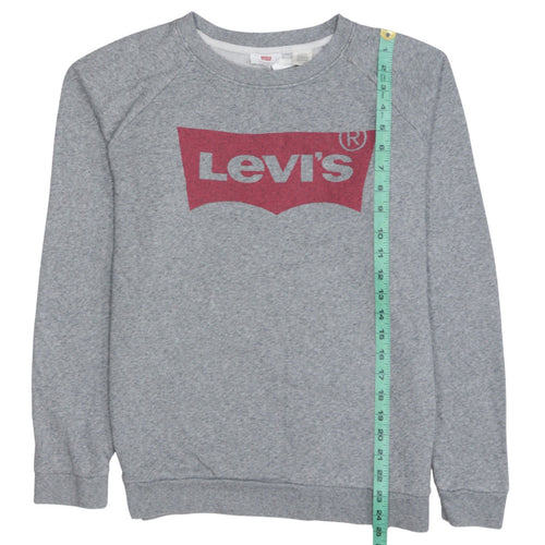 Levi's Men's Grey XS Crew Neck Logo Pullover Sweatshirt