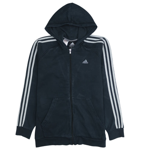 Adidas Boys Black Full Zip Hoodie 15-16 Years Performance Essentials