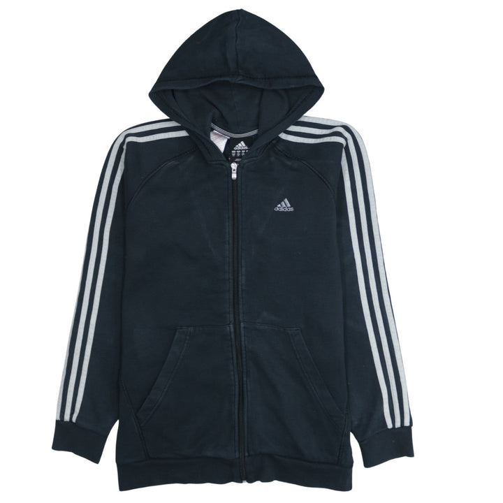 Adidas Boys Black Full Zip Hoodie 15-16 Years Performance Essentials