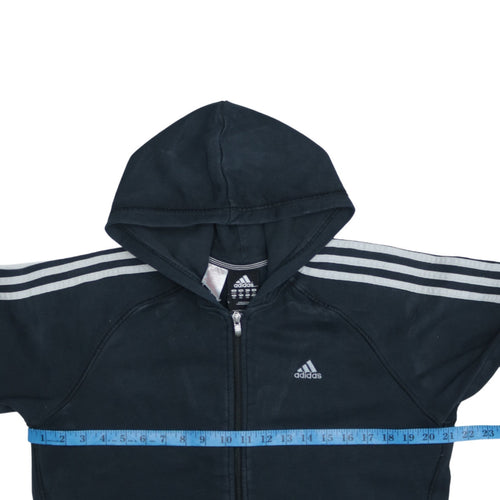 Adidas Boys Black Full Zip Hoodie 15-16 Years Performance Essentials