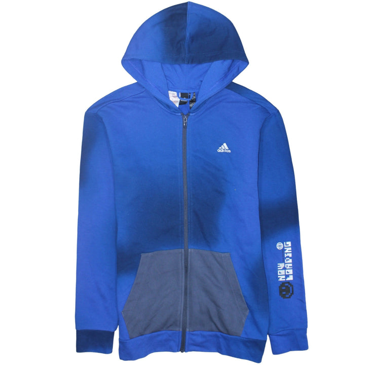 Adidas Boys Blue Full Zip Hoodie Size 16 Years Gaming Graphic Cotton Blend