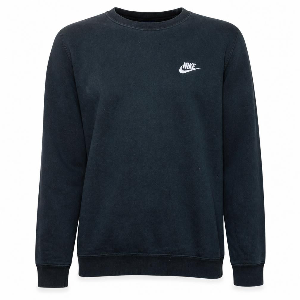 Front view of Nike Men's Black Small Crew Neck Pullover Sweatshirt Logo
