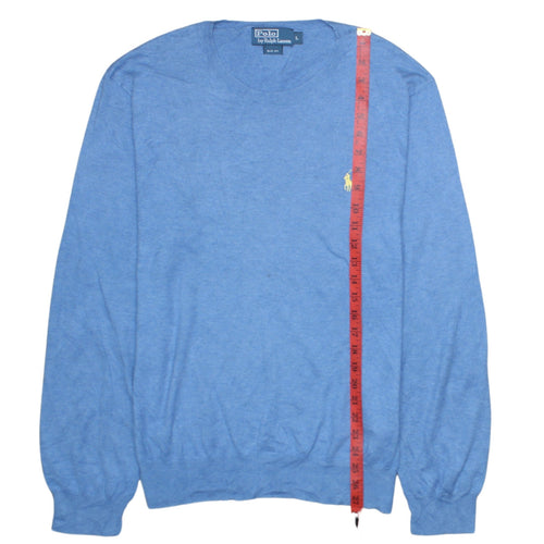 Ralph Lauren Men's Blue Slim Fit Cotton Crew Neck Jumper L