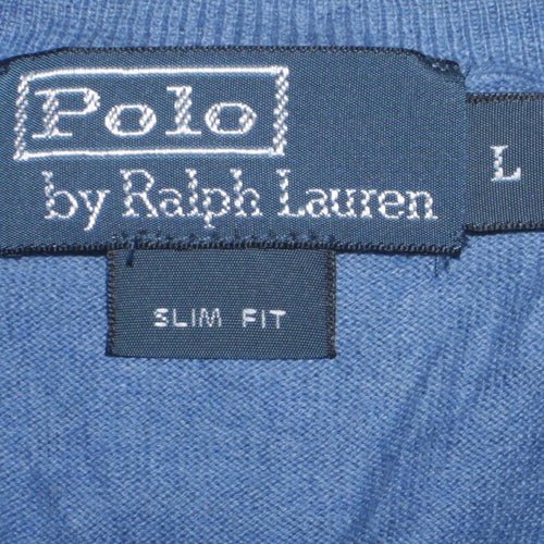 Ralph Lauren Men's Blue Slim Fit Cotton Crew Neck Jumper L