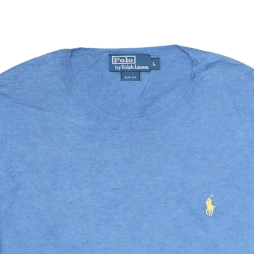 Ralph Lauren Men's Blue Slim Fit Cotton Crew Neck Jumper L