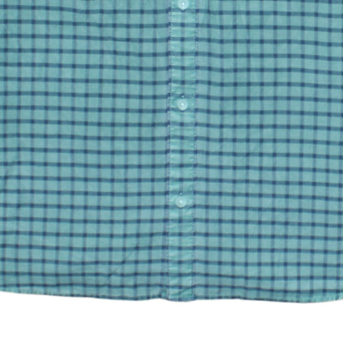 Tommy Jeans Men's Blue Check Long Sleeve Regular Fit Cotton Shirt L