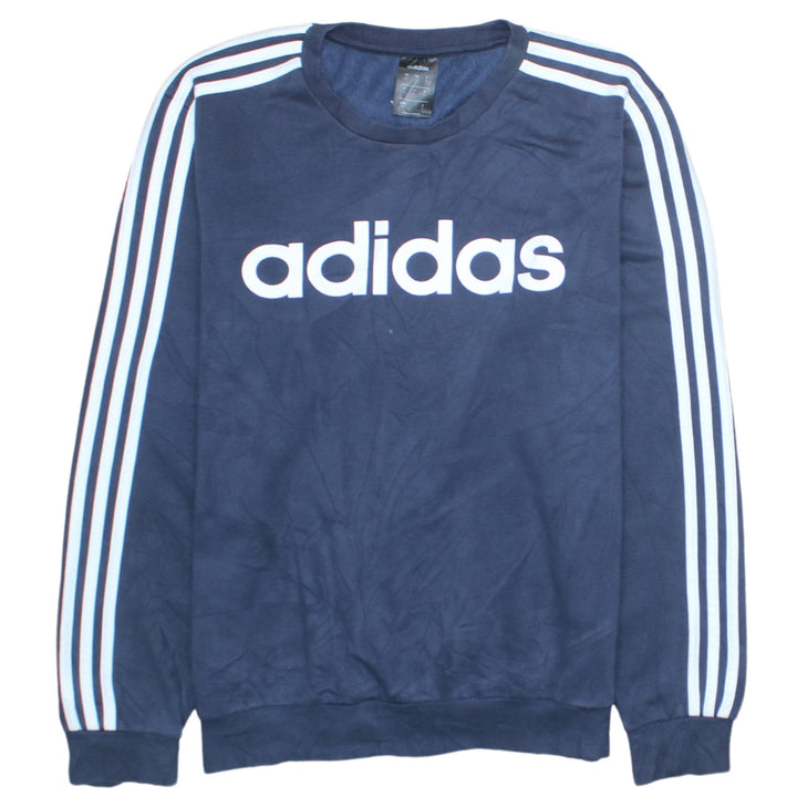 Adidas Men's Blue Logo Crew Neck Pullover Sweatshirt Size M