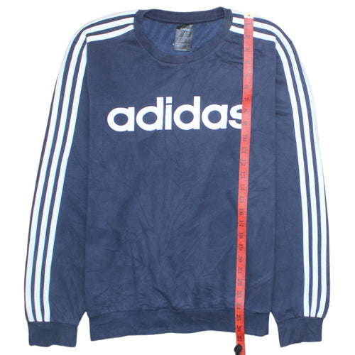 Adidas Men's Blue Logo Crew Neck Pullover Sweatshirt Size M