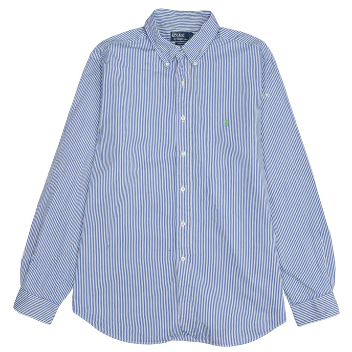 Ralph Lauren Men's Blue Striped Classic Fit Cotton Button-Up Shirt XL