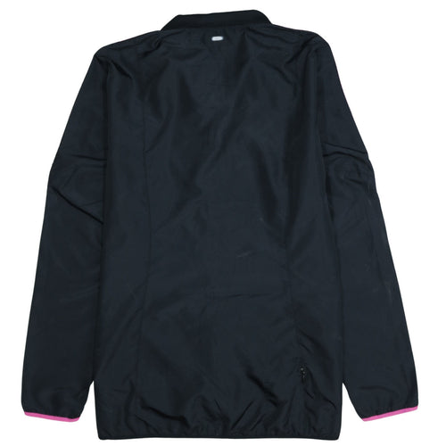 Adidas Womens Black Pink Stripe ClimaProof Full Zip Windbreaker Jacket L
