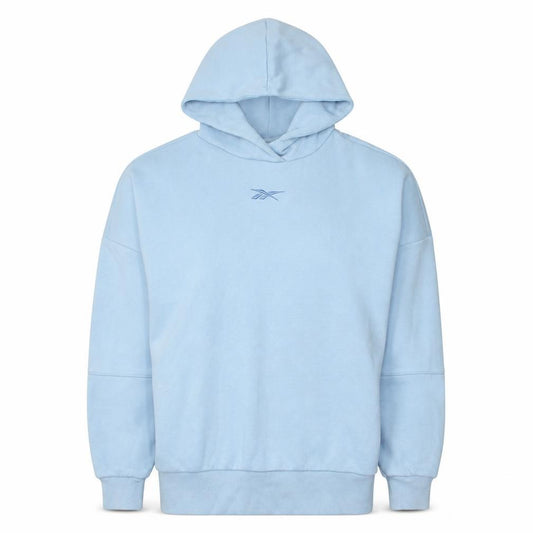 Front view of Reebok women’s light blue xs pullover hoodie sweatshirt