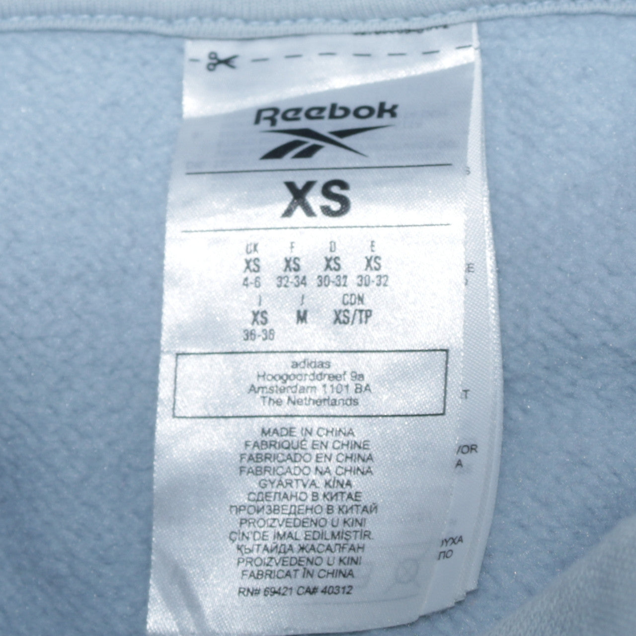 Reebok Womens Light Blue XS Pullover Hoodie Sweatshirt