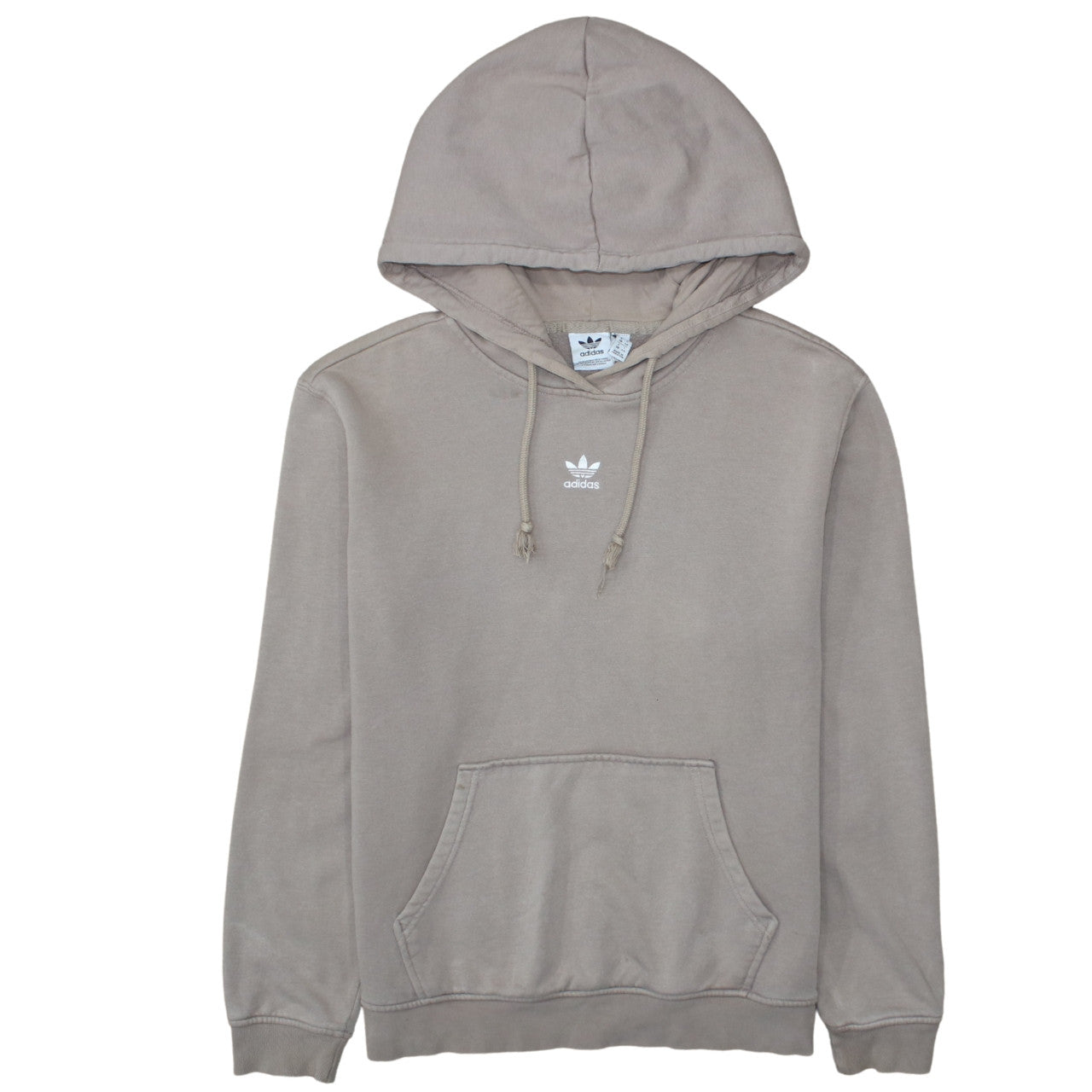 Adidas Men's Beige Pullover Hoodie M Fleece Logo Sweatshirt