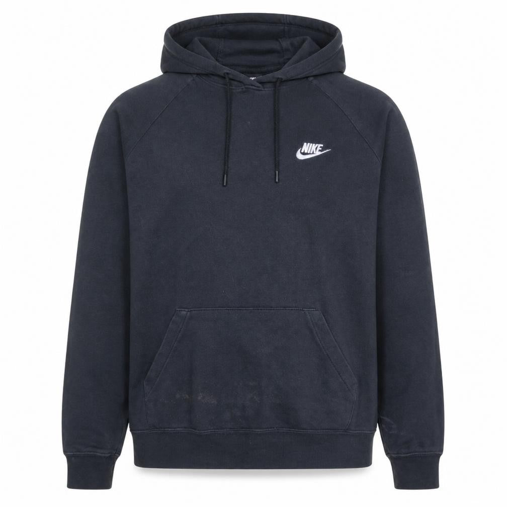 Front view of Nike Men's Black Pullover Hoodie M Logo Fleece Cotton Sweatshirt