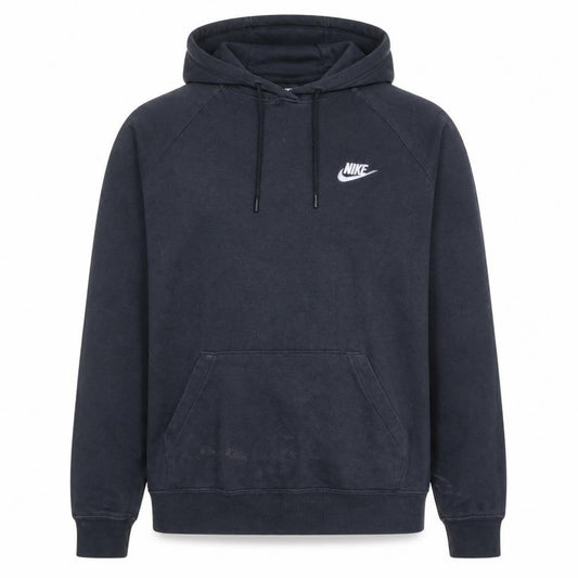 Front view of Nike Men's Black Pullover Hoodie M Logo Fleece Cotton Sweatshirt