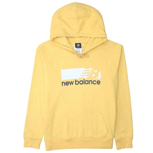 New Balance Women's Yellow Pullover Hoodie Size L Logo Print Cotton