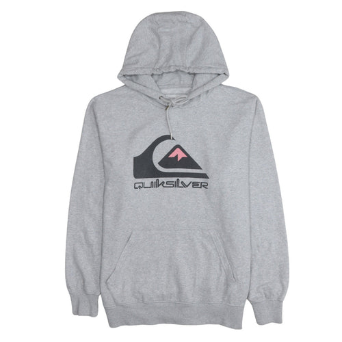 Quiksilver Men's Grey XL Pullover Hoodie Surf Logo Fleece Sweatshirt