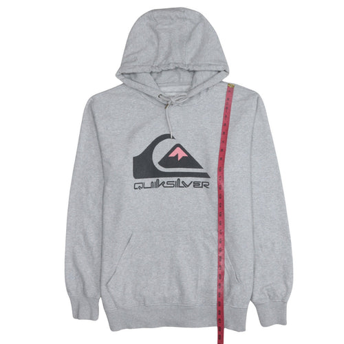 Quiksilver Men's Grey XL Pullover Hoodie Surf Logo Fleece Sweatshirt