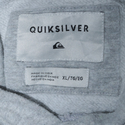 Quiksilver Men's Grey XL Pullover Hoodie Surf Logo Fleece Sweatshirt