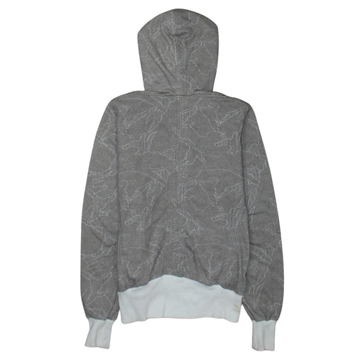 Nike Women's Grey Full Zip Hoodie Small - Logo Print Drawstring Hooded Sweatshirt