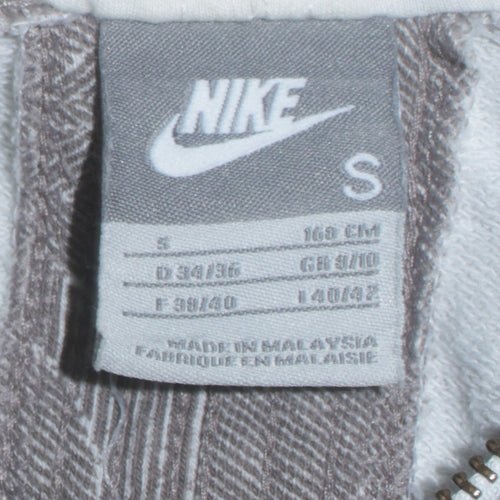 Nike Women's Grey Full Zip Hoodie Small - Logo Print Drawstring Hooded Sweatshirt