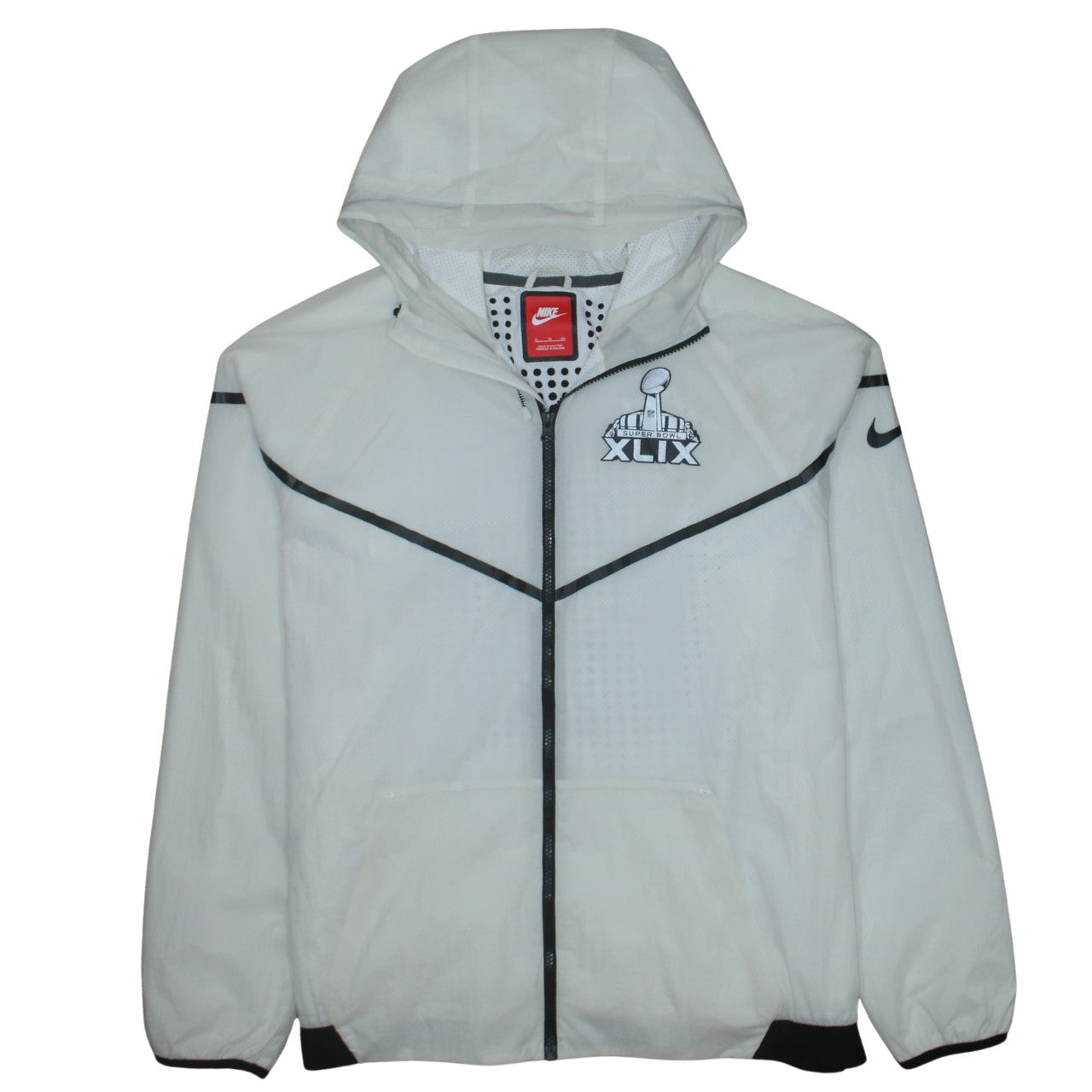 Nike Men’s White XL Hooded Windbreaker Jacket Super Bowl XLIX