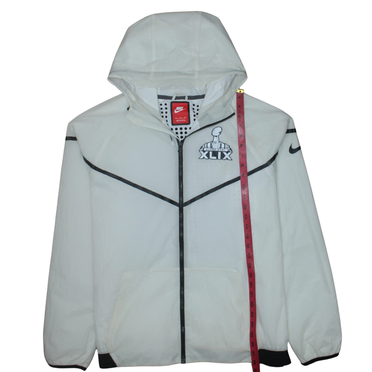 Nike Men’s White XL Hooded Windbreaker Jacket Super Bowl XLIX