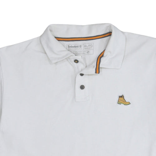 Timberland Men's White Cotton Regular Fit XL Polo Shirt
