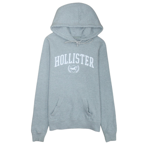 Hollister Unisex Grey XS Pullover Hoodie with Logo Print