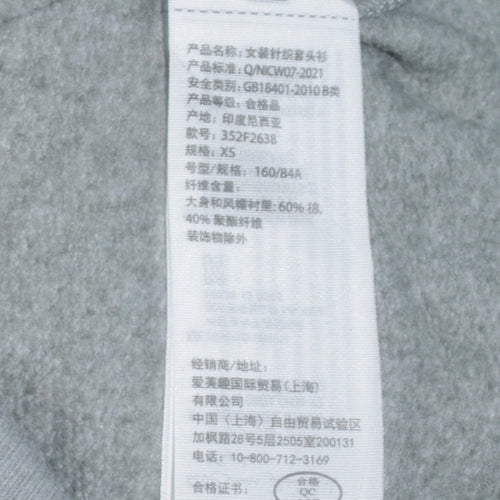 Hollister Unisex Grey XS Pullover Hoodie with Logo Print