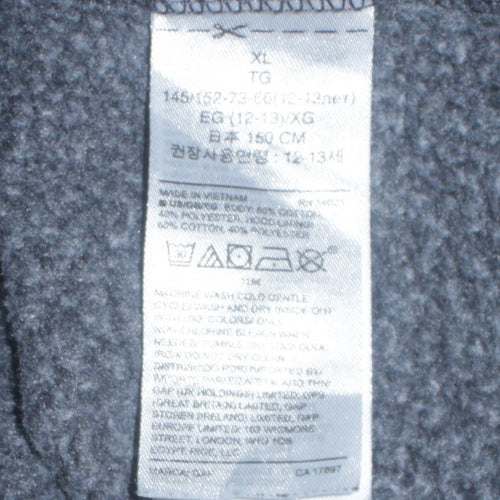 GAP Kids Boys Charcoal Full Zip Hoodie Size XL (12-13 Years) Cotton Blend