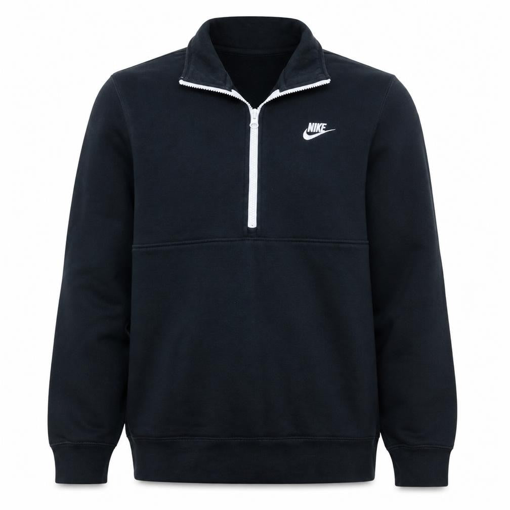 Front view of Nike Men's Black Small 1/2 Zip Sweatshirt Fleece Pullover