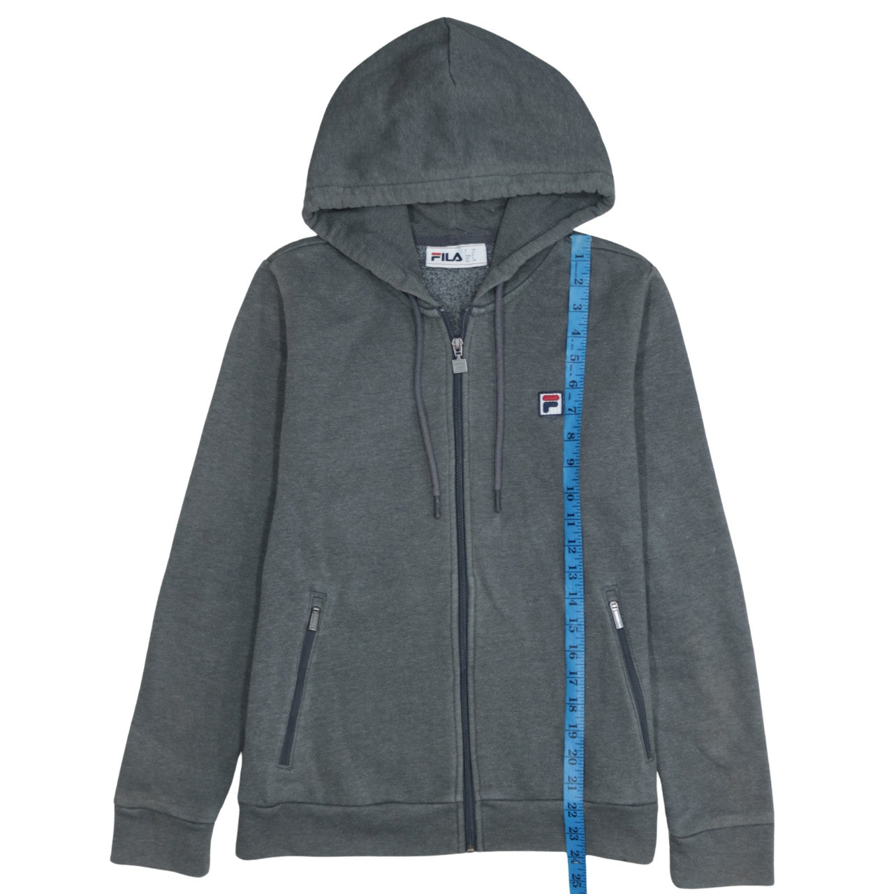 Fila Men’s Grey Full Zip Hoodie Size S Regular Fit Hooded Sweatshirt