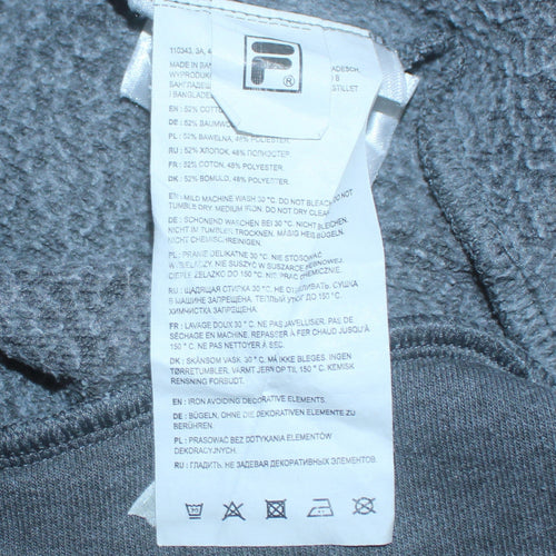 Fila Men’s Grey Full Zip Hoodie Size S Regular Fit Hooded Sweatshirt