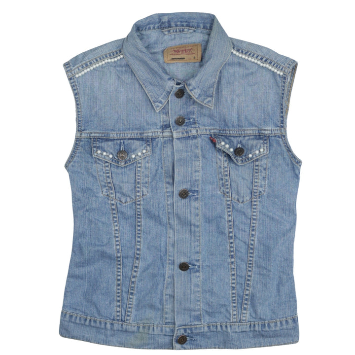 Levi Strauss & Co Blue Denim Sleeveless Waistcoat Men's S Vintage Style