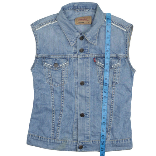 Levi Strauss & Co Blue Denim Sleeveless Waistcoat Men's S Vintage Style