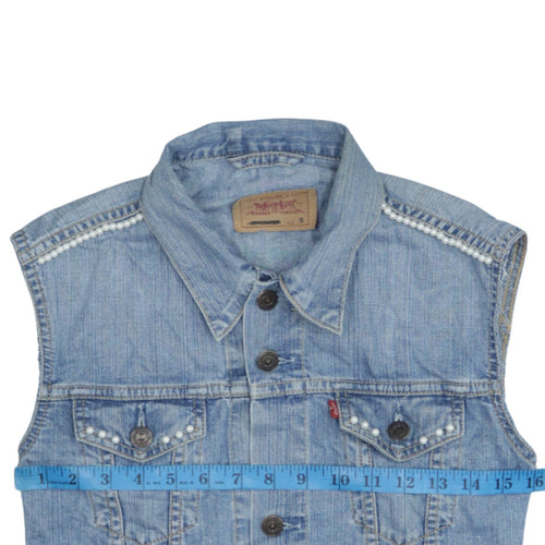 Levi Strauss & Co Blue Denim Sleeveless Waistcoat Men's S Vintage Style