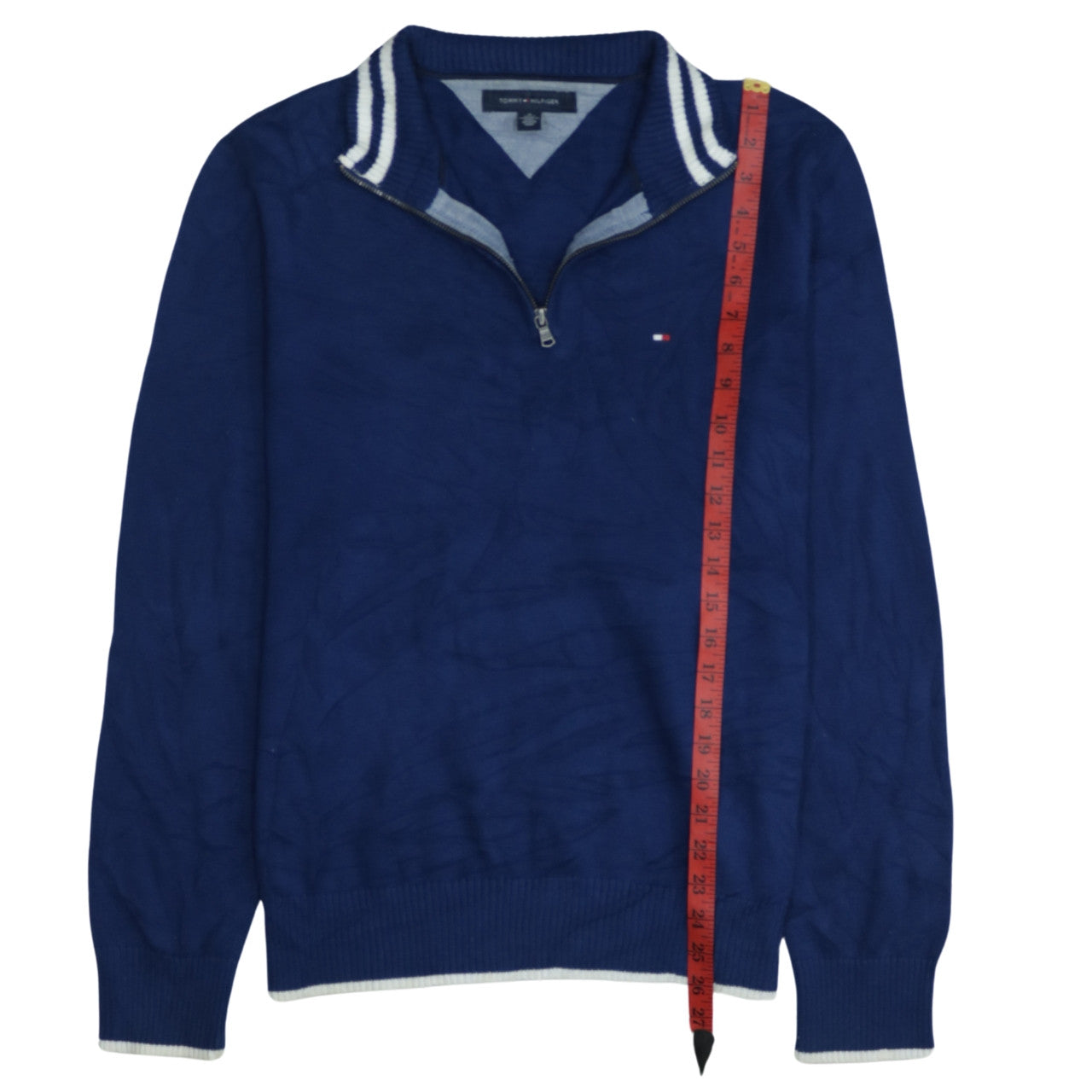 Tommy Hilfiger Men's Blue Cotton 1/4 Zip Jumper Size M