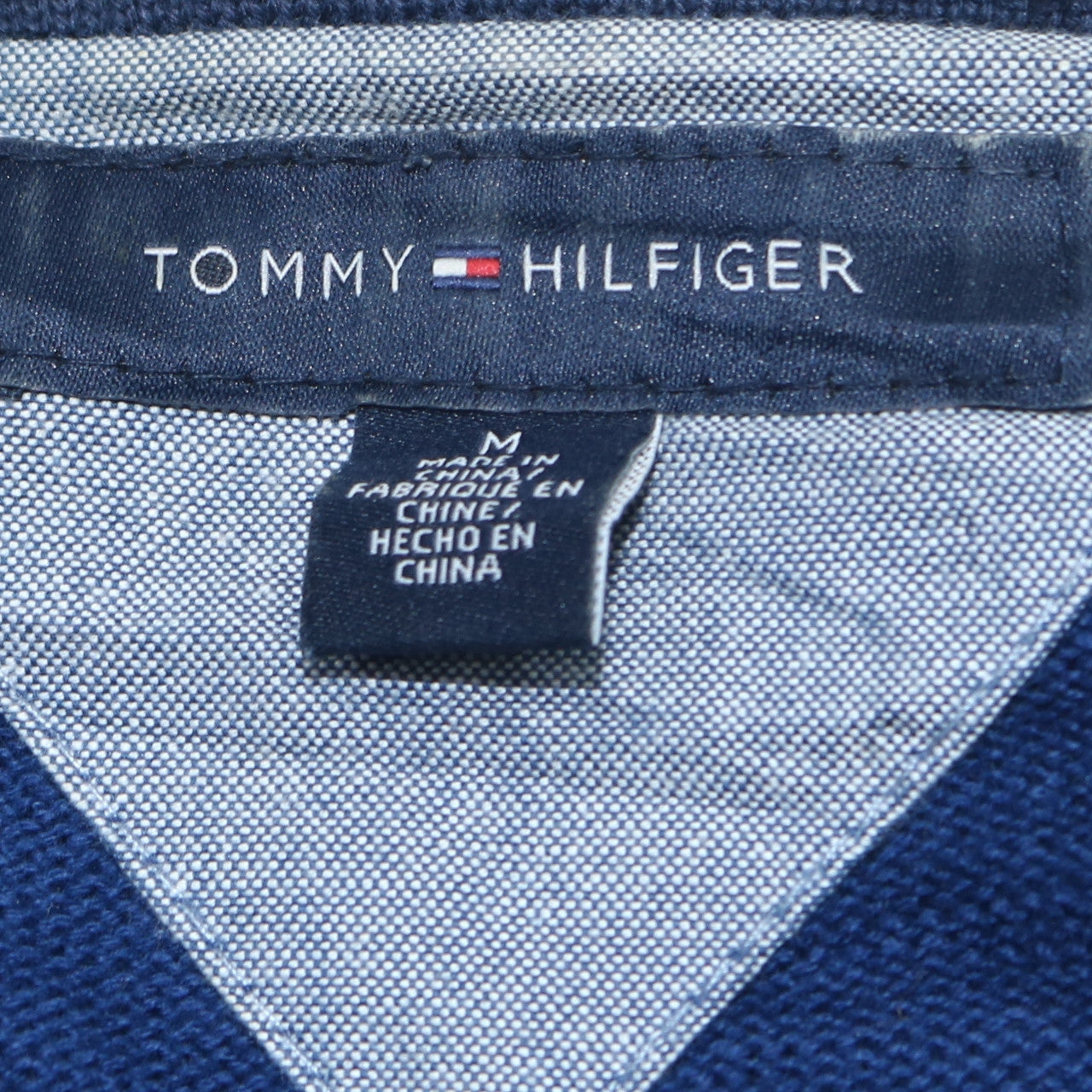 Tommy Hilfiger Men's Blue Cotton 1/4 Zip Jumper Size M