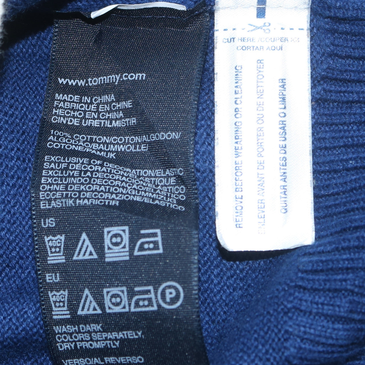 Tommy Hilfiger Men's Blue Cotton 1/4 Zip Jumper Size M