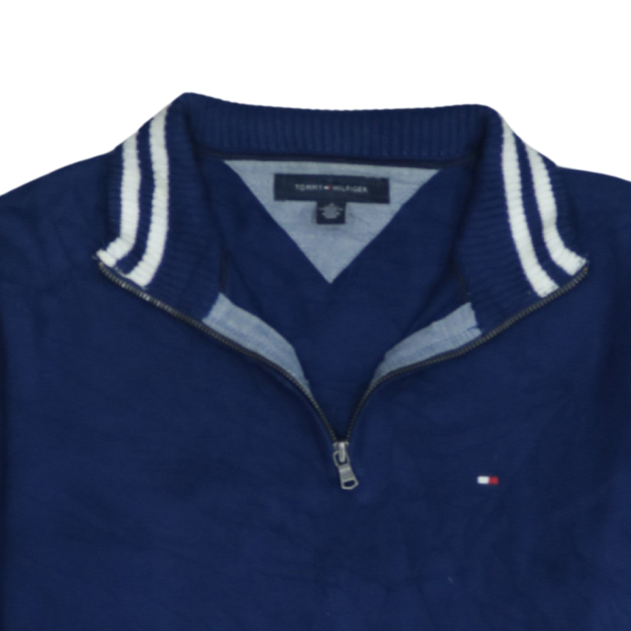 Tommy Hilfiger Men's Blue Cotton 1/4 Zip Jumper Size M