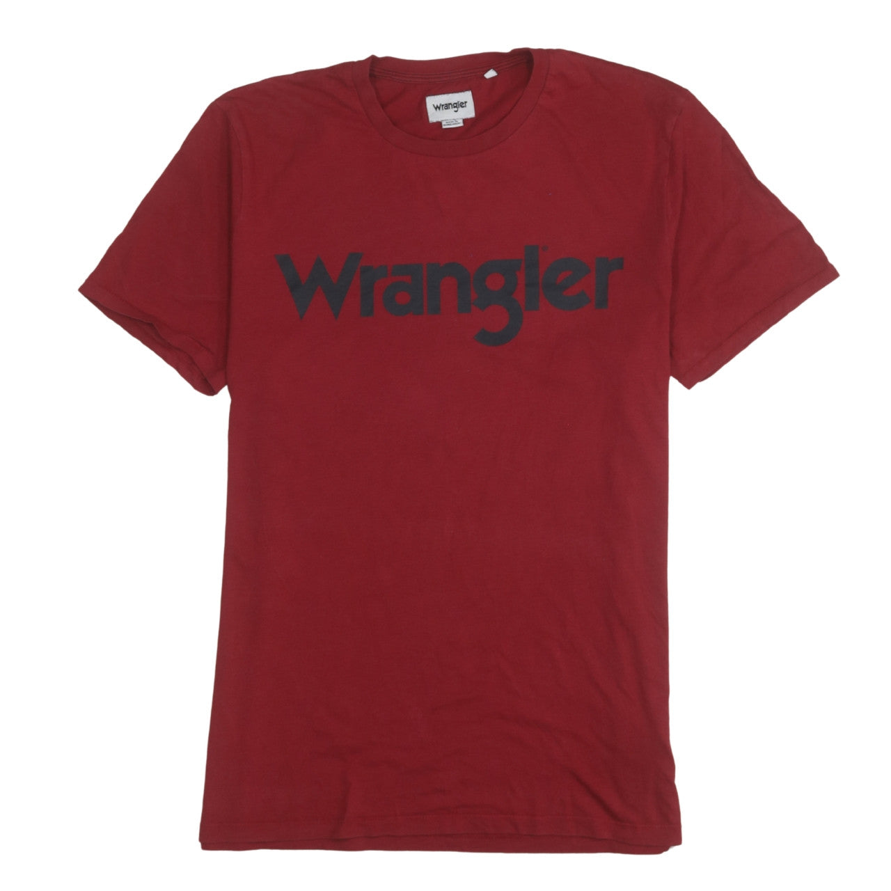 Wrangler Men's Red Cotton Logo Crew Neck Regular Fit T-Shirt M