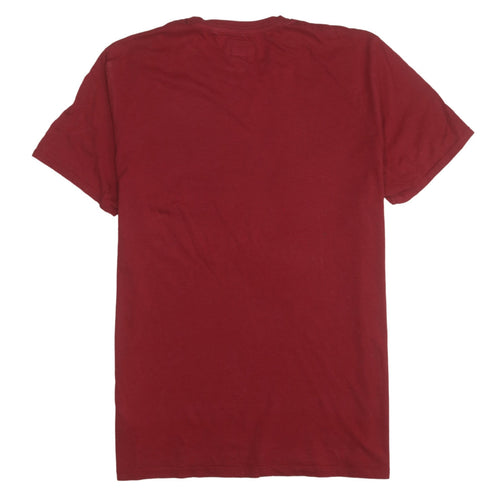 Wrangler Men's Red Cotton Logo Crew Neck Regular Fit T-Shirt M