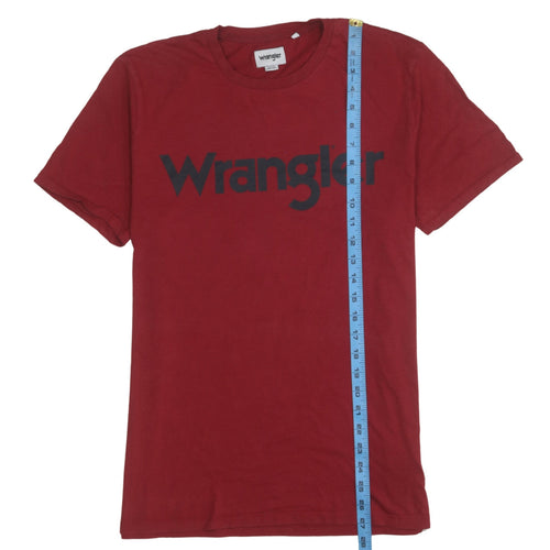 Wrangler Men's Red Cotton Logo Crew Neck Regular Fit T-Shirt M