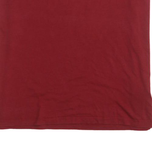 Wrangler Men's Red Cotton Logo Crew Neck Regular Fit T-Shirt M